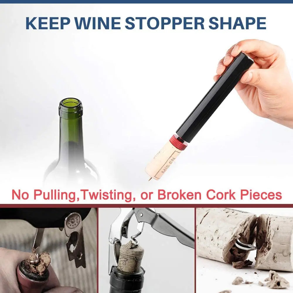 Air Pump Wine Bottle Opener Safe Portable Stainless Steel Pin Cork Remover Air Pressure Corkscrew Kitchen Tools Bar Accessories