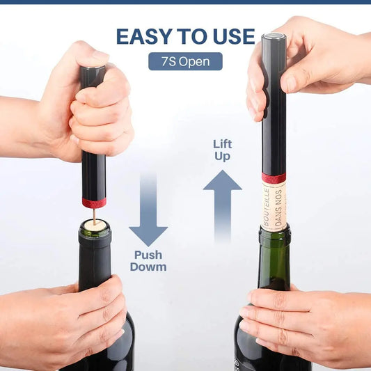 Air Pump Wine Bottle Opener Safe Portable Stainless Steel Pin Cork Remover Air Pressure Corkscrew Kitchen Tools Bar Accessories