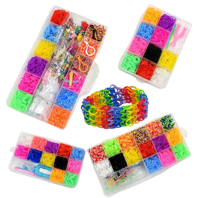 New Creative Colorful Loom Bands Set for Handmade Elastic Bracelet Making Kit DIY Rubber Band Craft Gifts Jewelry Accessories