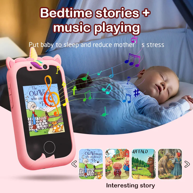 Kids Smart Phone Toys for Girls Unicorns Gifts 2.8 inch Touchscreen Dual Camera Music Player Learn Toys Christmas Birthday Gifts