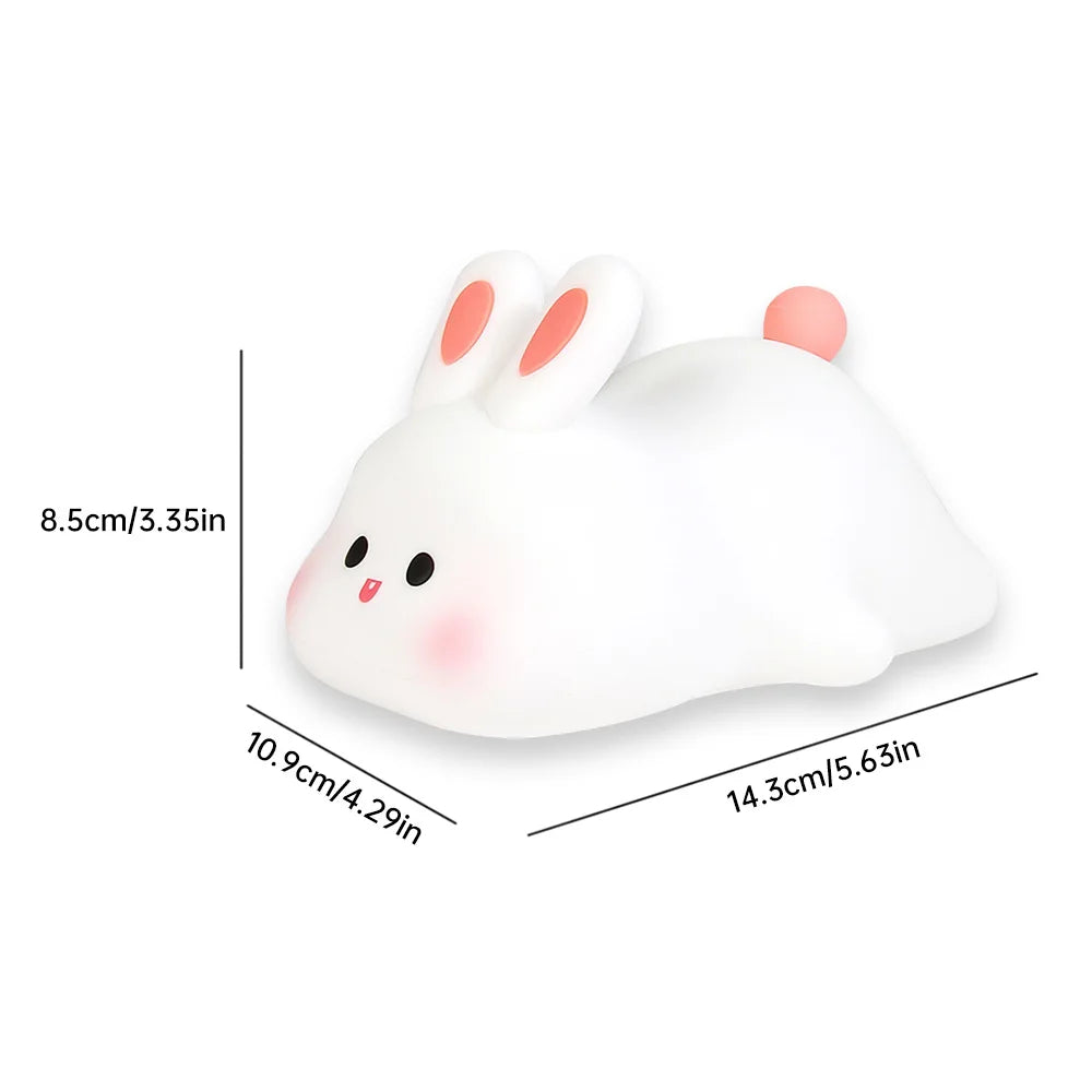 Cute LED Night Light Touch Sensor Cartoon Kid's Nightlights Big Face Rabbit Silicone Night Light Christmas Gift Bedside Lamp