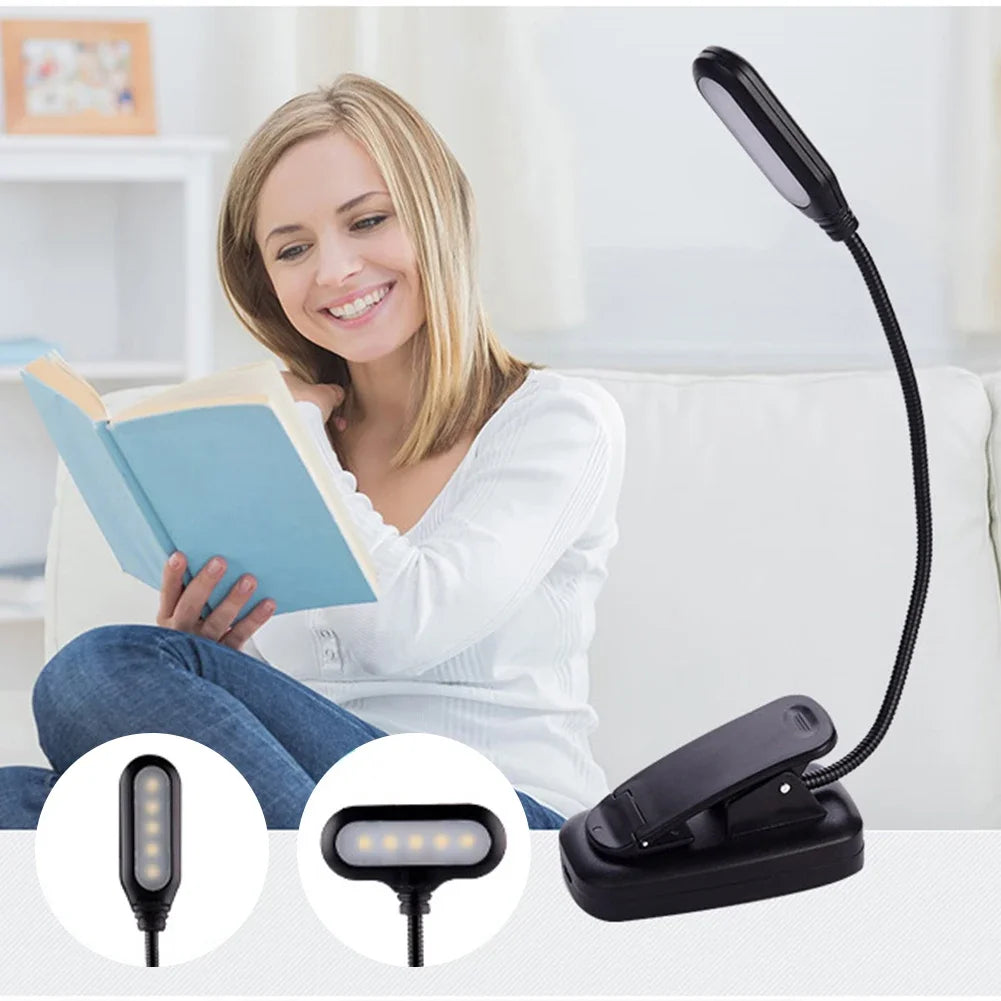 Mini LED Book Night Light Table Lamp Eye Protection Adjustable Clip-On Desk Lamp Battery Powered Flexible Study Bedroom Reading