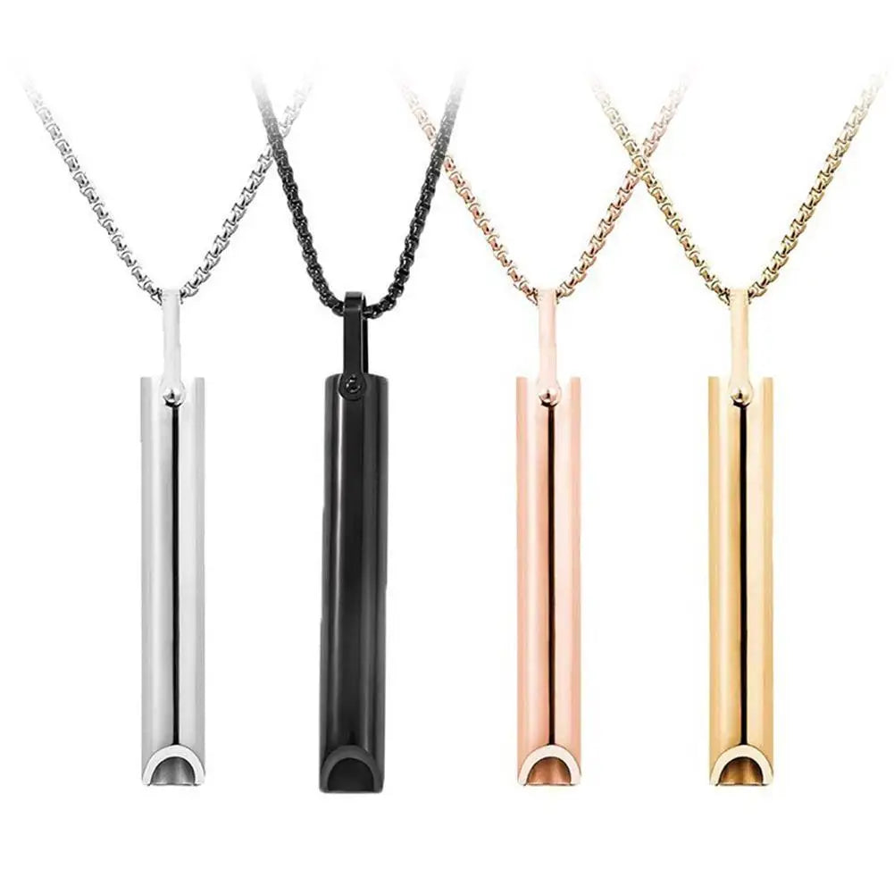 Stainless Steel Breathlace Necklace Quit Smoking Anxiety Relief Anti Vaping Necklace Breathing Necklace For Anxiety Mindful