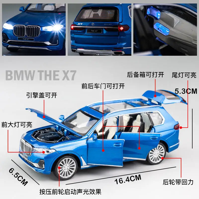 1:32 BMW X7 SUV Alloy Model Car Toy Diecasts Casting Pull Back Sound and Light Car Toys For Children Vehicle