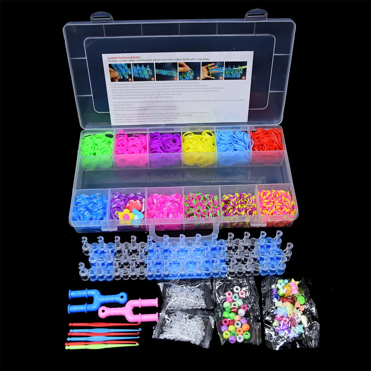 New Creative Colorful Loom Bands Set for Handmade Elastic Bracelet Making Kit DIY Rubber Band Craft Gifts Jewelry Accessories