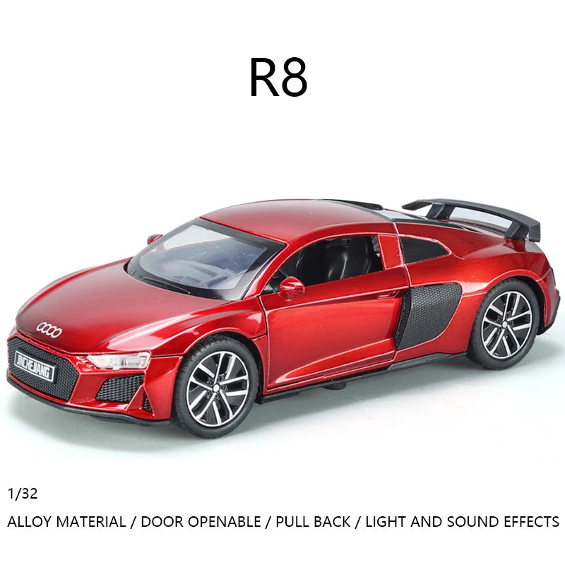 1:32 AU R8DI Supercar Sports Car Metal Model Sound Light Collect Toy Boy Diecast Alloy Hot Wheels One Piece Vehicle Fast Furious