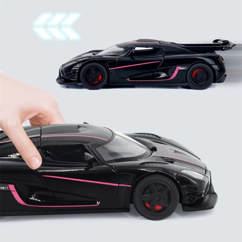 1:32 Koenigsegg ONE 1 Alloy Sports Car Model Diecast Metal Super Race Car Vehicle Model Simulation Sound and Light Kids Toy Gift