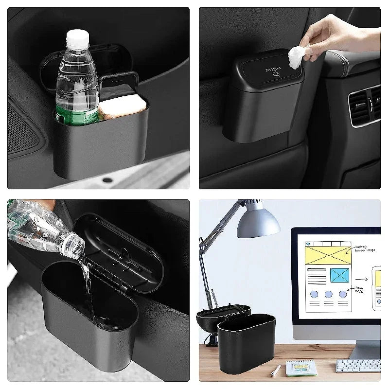 3Pcs Car Trash Can (with Lid) Contains 60 (300) Garbage Bags, Small Car Trash Can, Leak-proof Mini Car Accessories