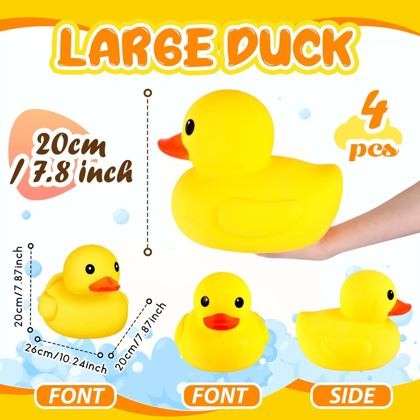 1/2 Pcs Rubber Duck 10.2 Inch Duck Bath Toy Giant Rubber Duck Large Rubber Ducky Bath Toy Squeaky Big Yellow Rubber Ducks