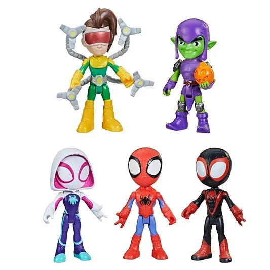 Spider Man and His Amazing Friends Upgrade Suit Spidey Amazing 5PCS PVC Action Figure Collectable Model Toy