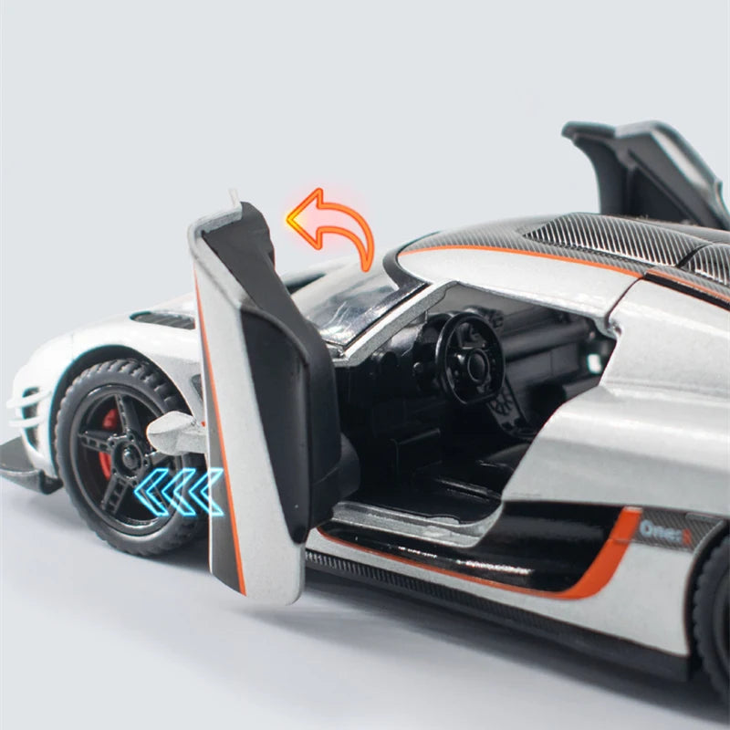 1:32 Koenigsegg ONE 1 Alloy Sports Car Model Diecast Metal Super Race Car Vehicle Model Simulation Sound and Light Kids Toy Gift